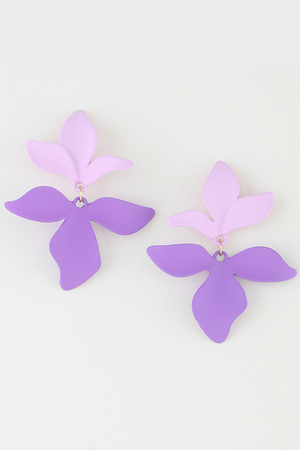 Two Toned Iris Flower Drop Earrings