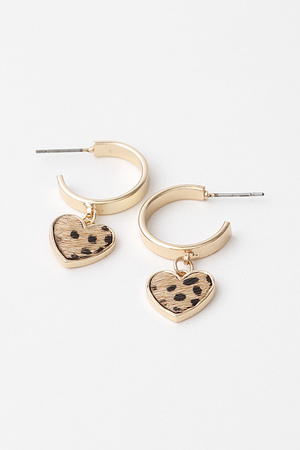 Animal Print Heart Earrings