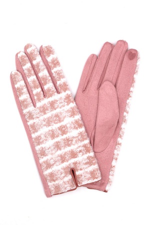 Fuzzy Check Plaid Smart Touch Gloves