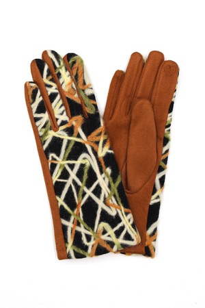 Geometric Multi Color Embroidered Smart Touch Gloves