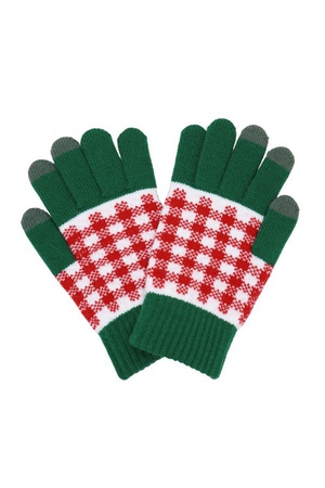 Plaid Pattern Smart Touch Gloves