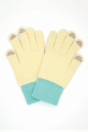 Two Tones Soft Fuzzy Knit Smart Touch Gloves
