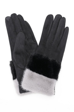 Two Tones Faux Fur Smart Touch Gloves