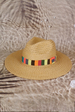 MULTI COLOR STRIPE BAND STRAW HAT