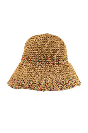 MULTI COLOR MIXED STRAW BUCKET HAT.