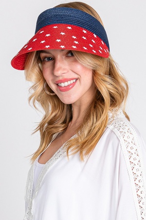 AMERICAN FLAG ROLL UP SUN VISOR WITH ADJUSTABLE ELASTIC BAND