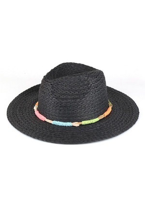 MULTI COLOR STRAW BAND STRAW HAT.