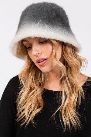 Gradident Color Fuzzy Bucket Hat