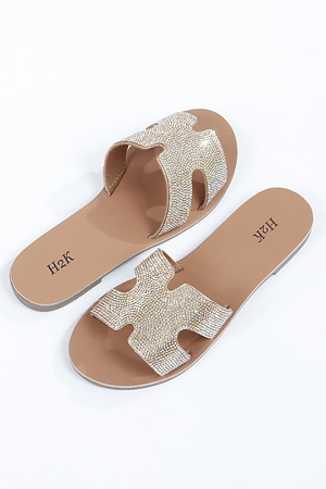 Jeweled Strap Slippers