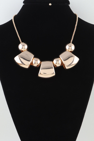 Polished Geometric Beaded Chain Necklace