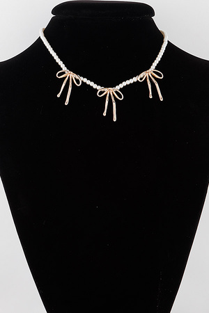 Triple Ribbon Pearl Necklace
