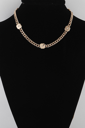 Shining Jewel Curb Chain Necklace