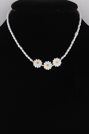 Beaded Flower Trio Necklace
