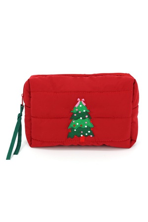Christmas Tree Quilted Puffer Pouch