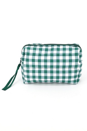 Gingham Quilted Puffer Pouch