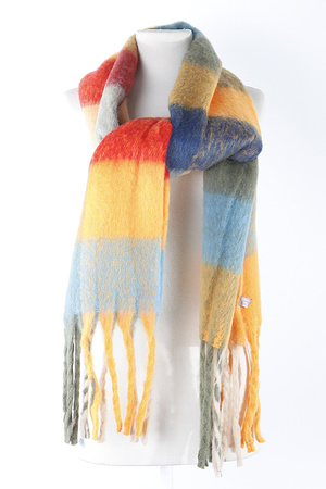 Mixed Colors Fringed Scarf