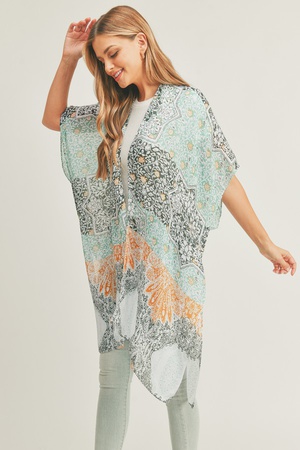 ALLOVER MIXED PRINT KIMONO