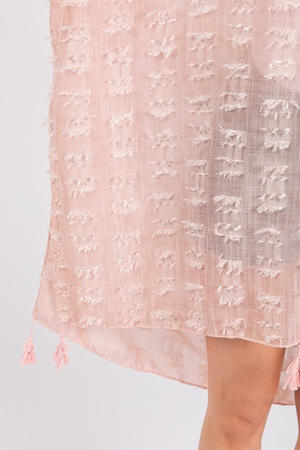 DISTRESSED PATTERN TASSEL KIMONO.