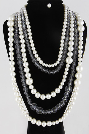 Clear & Pearl Beded Elegant Necklace 8ACA7