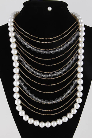Very Elegant Pearl & Stone Beaded Necklace 8ACB8