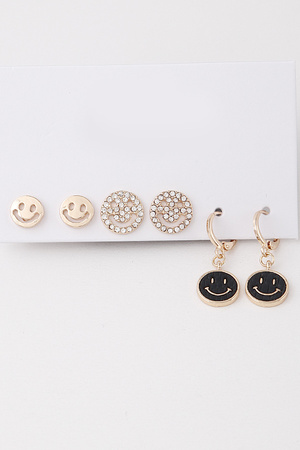 Smiley Face Earrings Set