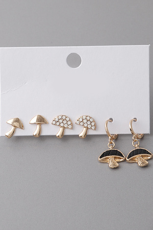 Cute Mushroom Earrings Set