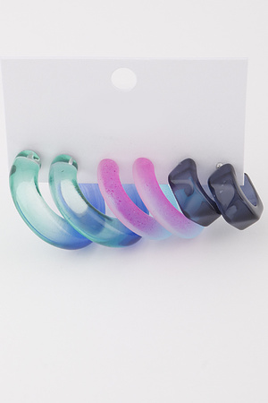 Two Toned Hoop Earrings Set