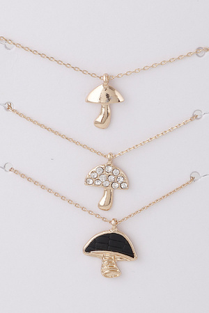 Mushroom Pendant Necklace Set