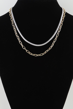 Two Toned Link N Snake Chain Necklace