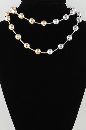 Two Toned Shiny Beaded Necklace