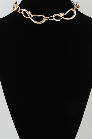 Abstract Cursive Link Chain Choker Necklace