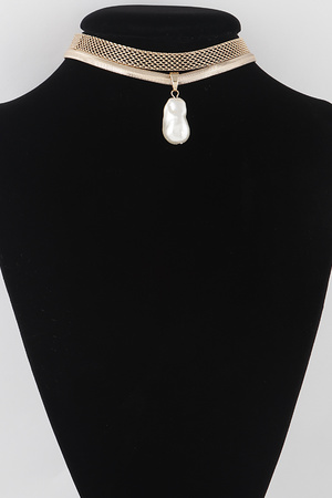 Pearl Stone Chain Choker Necklace