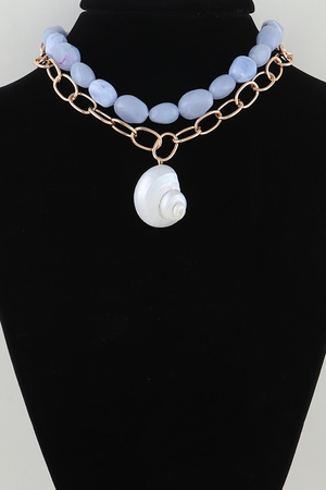 Polished Conch Shell Beaded Chain Necklace