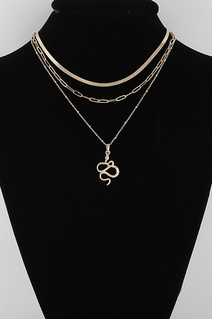 Multi Layered Shiny Snake Pendant Necklace
