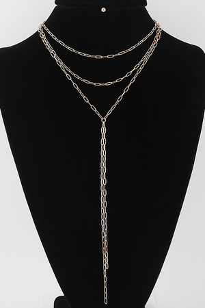 Triple Link Chain Drop Necklace