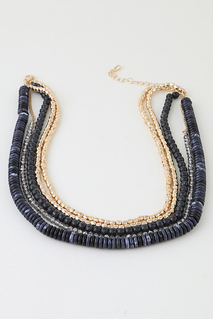 Multi Marble Stone Beaded Crystal Necklace