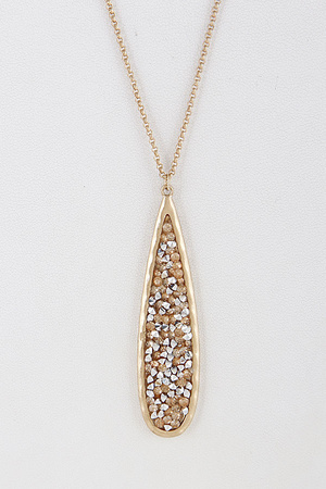 TearDrop Sparkle Pendant Long Necklace 7ICG7