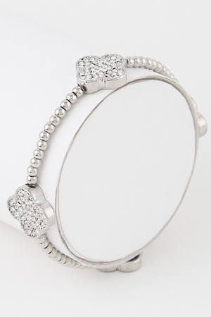 Jeweled Clover Charms Beaded Bracelet