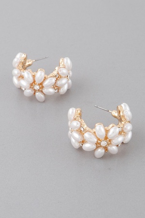 Pearl Flower Hoop Earrings