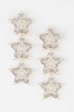 Crystal Triple Star Drop Earrings
