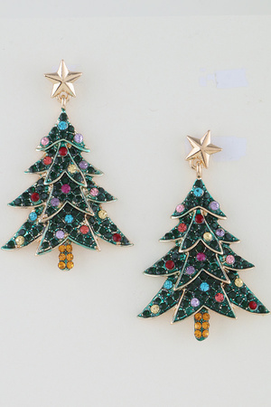 Bedazzled Christmas Tree Stud Earrings