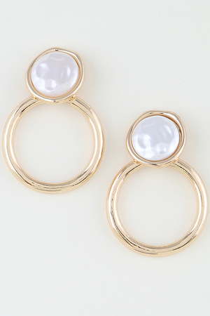 Hammered Stone Loop Earrings