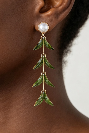 Petal Leaf Layered Branch Statement Earrings
