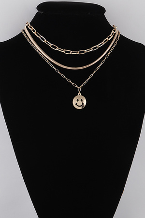 Multi Smiley Face Chain Necklace