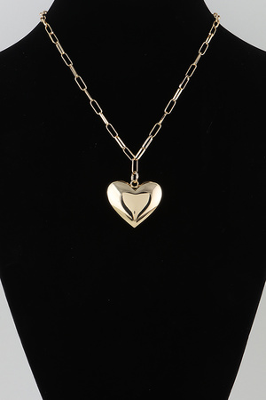 Shiny Heart Link Chain Necklace