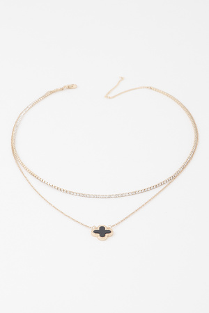 Double Jeweled Clover Necklace