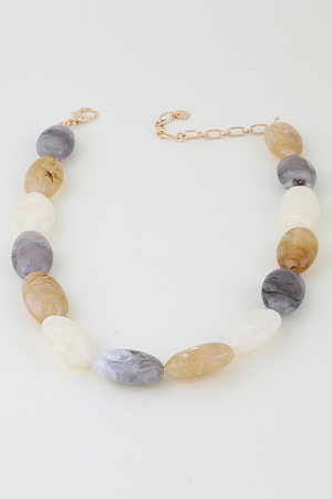 Multi Marble Stone Beaded Necklace
