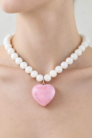 Marble Stone Heart Beaded Necklace