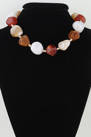Multi Marble Stone Beaded Necklace