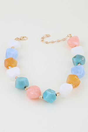 Multi Marble Stone Beaded Necklace